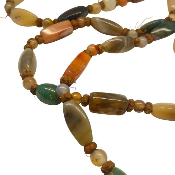Vintage Multi-Stone Boho Necklace With Agate & Chalcedony Beads - Picture 5 of 10